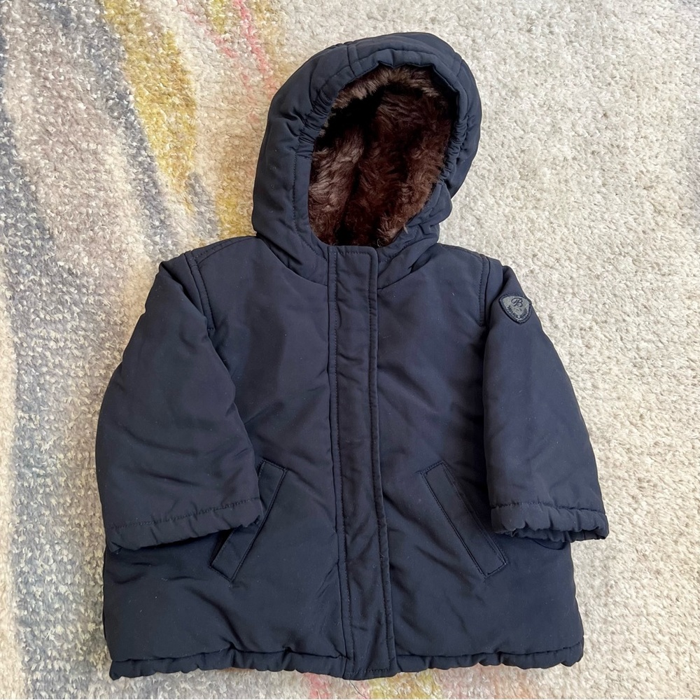 Fur-lined Bonpoint Coat EUC Navy 18m